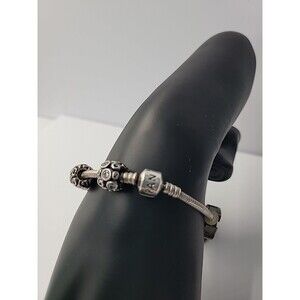 Pandora ALE 925 Sterling Silver Charm Bracelet w/ Mixed Charms Murano Glass CZ